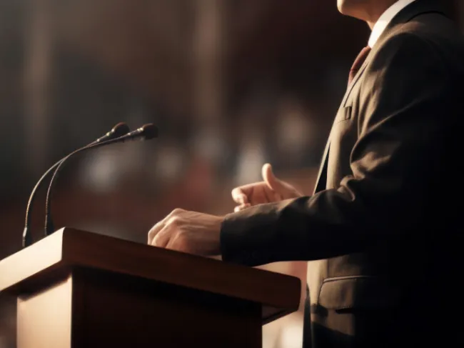 politician at podium